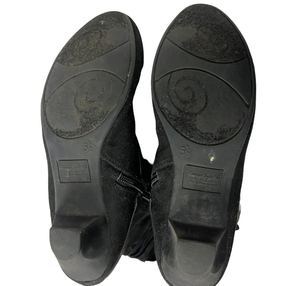 American‎ Eagle AE Boots Black Pointed Toe Mid Calf Studded Buckle Women's 5.5 - Picture 11 of 13